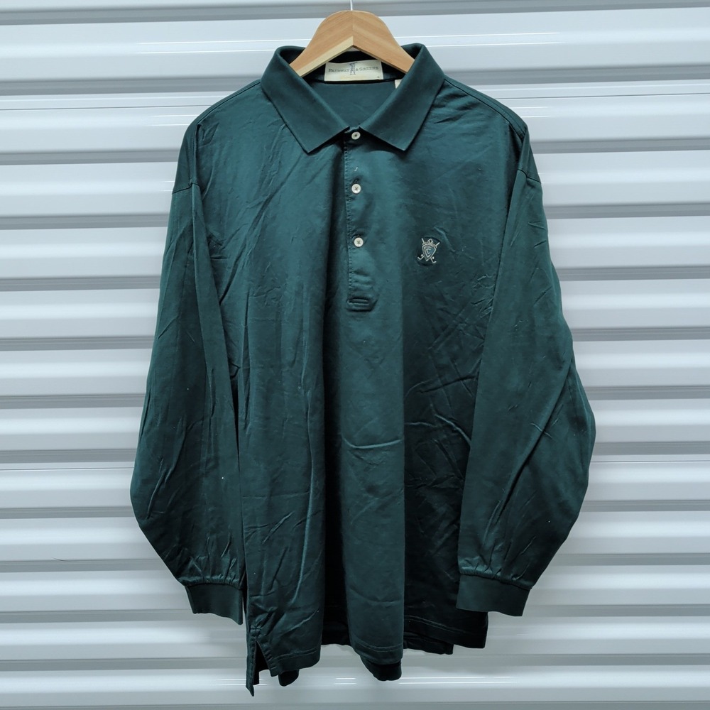 Fairway & Greene Polo Shirt XL Men Green Long Sleeve Mercerized Cotton Golf Logo — photo 2
